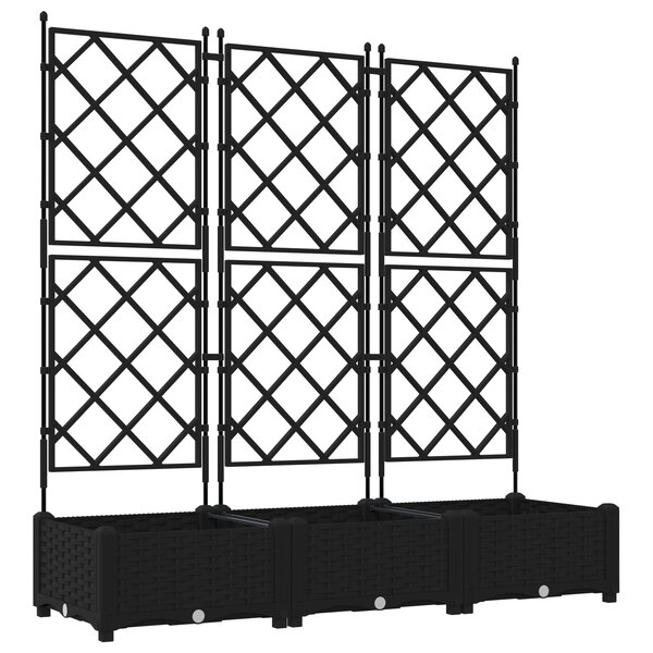 vidaXL Jardinière avec Treillis 3 Pièces Noir 120x40x125.5 cm
