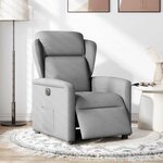 vidaXL Fauteuil inclinable électrique Gris clair Tissu