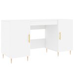 Bureau table poste de travail meuble d'ordinateur informatique étude 140 x 50 x 75 cm bois d'ingénierie blanc 02_0023511