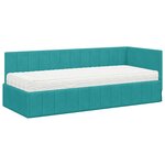 vidaXL Cadre de lit d'angle avec matelas 2 Pièces Turquoise Velours