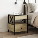 vidaXL Table de chevet avec LED infini chêne sonoma 40x40x51 cm
