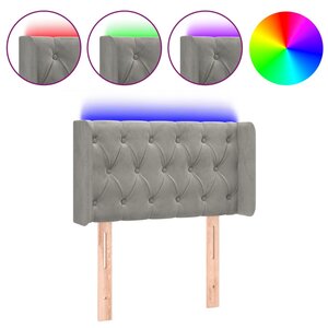 vidaXL Tête de lit à LED Gris clair 83x16x78/88 cm Velours