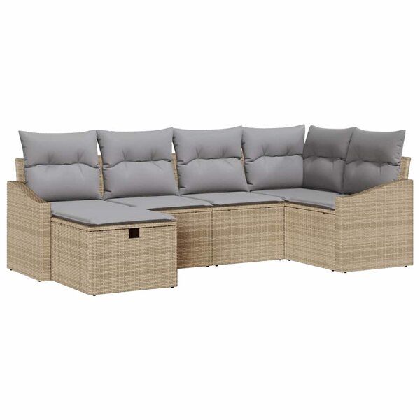 vidaXL Ensemble de canapé de jardin 6 Pièces Beige  Gris clair
