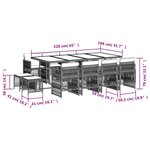 vidaXL Ensemble à manger de jardin 13 Pièces coussins noir résine tressée