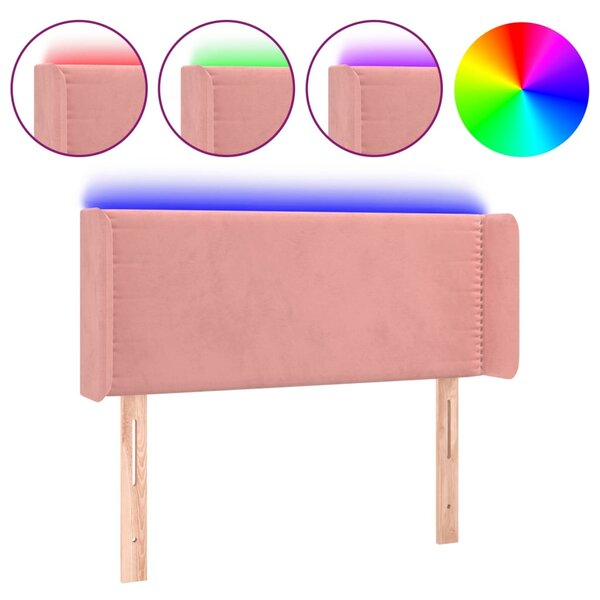vidaXL Tête de lit à LED Rose 103x16x78/88 cm Velours