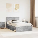 vidaXL Cadre de lit avec tête de lit Béton 120 x 190 cm Pin massif