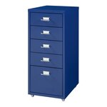 Caisson de bureau armoire meuble de rangement à roulettes avec 5 tiroirs 69 x 28 x 41 cm bleu 03_0009099