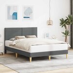 vidaXL Cadre de lit avec tête de lit Gris foncé 140 x 200 cm Tissu