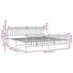 vidaXL Cadre de lit métal sans matelas et pied de lit blanc 200x200 cm