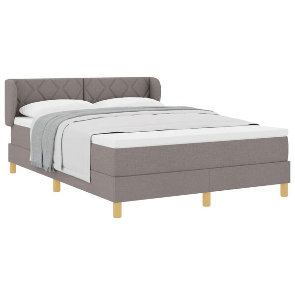 vidaXL Lit à ressorts avec matelas Taupe 160 x 200 cm tissu
