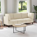 vidaXL Ensemble de meubles pour le salon 3 Pièces Crème Tissu