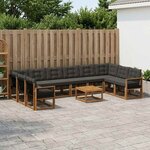 vidaXL Ensemble de canapés d'extérieur 11 pc Naturel et noir