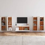 vidaXL Meubles TV 5 Pièces Blanc Bois massif de pin