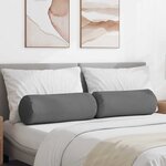 vidaXL Coussins d'accent 2 Pièces Gris foncé Ø 25 x 70 cm tissu