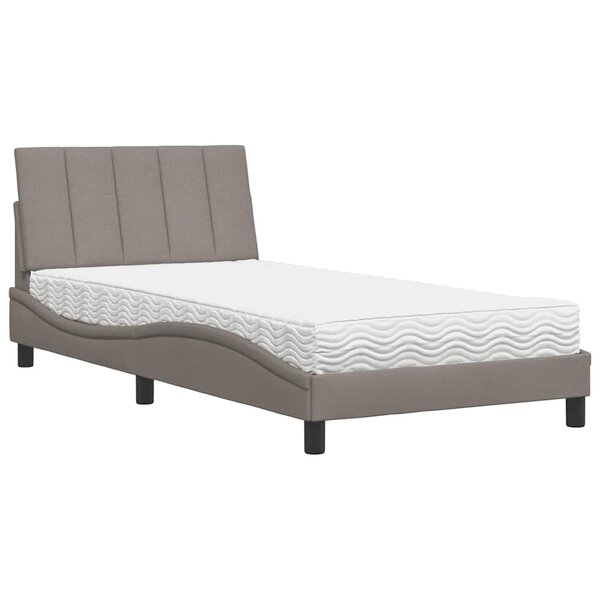 vidaXL Lit avec matelas taupe 100x200 cm tissu