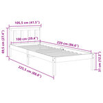 vidaXL Cadre de lit extra long sans matelas 100x220 cm bois massif pin