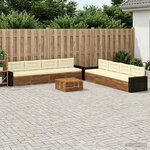 vidaXL Ensemble de canapés d'extérieur 9 pc Naturel et Crème Polyester