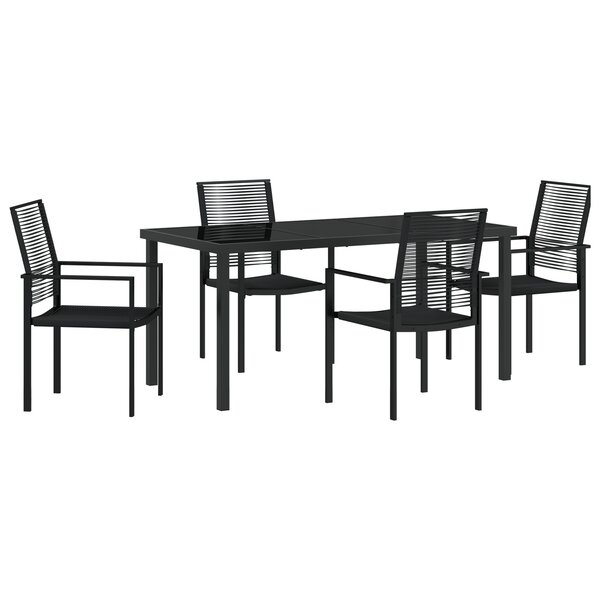vidaXL Ensemble de 5 pièces de mobilier de jardin Noir PVC tressé