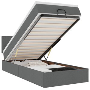 vidaXL Cadre de lit ottoman avec matelas gris foncé 80x200 cm tissu