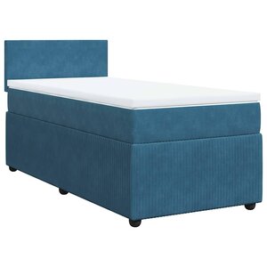 vidaXL Sommier à lattes de lit avec matelas bleu 90x200 cm velours