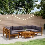 vidaXL Salon de jardin 7 Pièces avec coussin Bois d'acacia solide