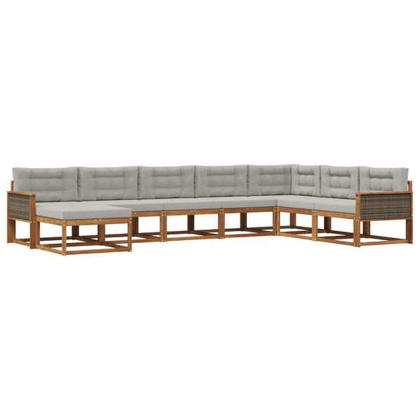 vidaXL Ensemble de canapés d'extérieur 8 Pièces Naturel et gris clair