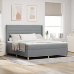 Lit Box Spring avec Matelas Gris Clair 180x200 cm Tissu