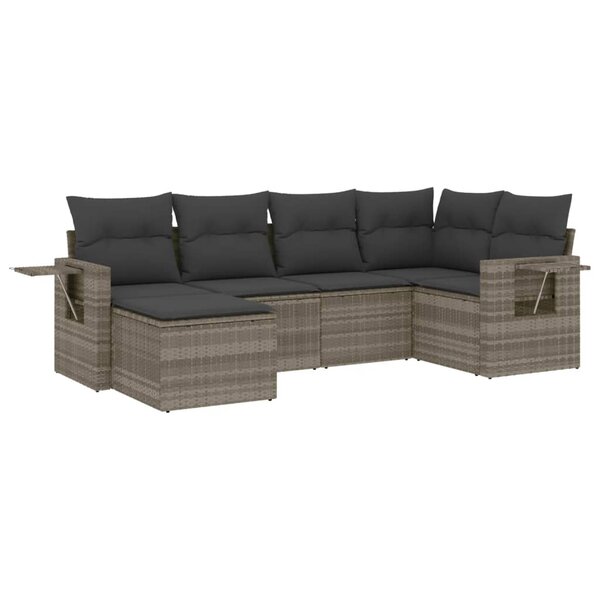 vidaXL Salon de jardin 6 Pièces avec coussins gris clair résine tressée