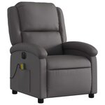 vidaXL Fauteuil de massage inclinable électrique gris cuir véritable
