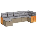 vidaXL Salon de jardin avec coussins 7 Pièces beige résine tressée