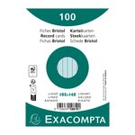 Paquet 100 Fiches Sous Film - Bristol Ligné Non Perforé 105x148mm - Bleu Ciel - X 20 - Exacompta
