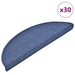 vidaXL Tapis d'escalier 30 pièces 56 x 17 x 3 cm Bleu Demi-rond
