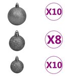 vidaXL Arbre de Noël artificiel pré-éclairé et boules rose 210 cm PVC