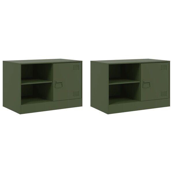 vidaXL Meubles TV 2 Pièces vert olive 67x39x44 cm acier