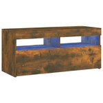 vidaXL Meuble TV avec lumières LED Chêne fumé 90x35x40 cm