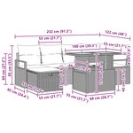 vidaXL Ensemble de canapé de jardin avec coussin 7 Pièces Gris Poly rotin