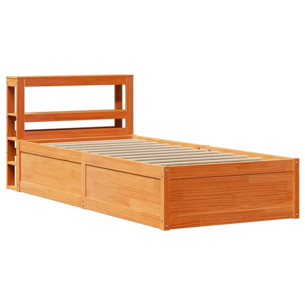 vidaXL Cadre de lit et tête de lit cire marron 100x200 cm bois de pin
