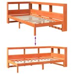 vidaXL Lit bibliothèque sans matelas cire marron 75x190 cm pin massif