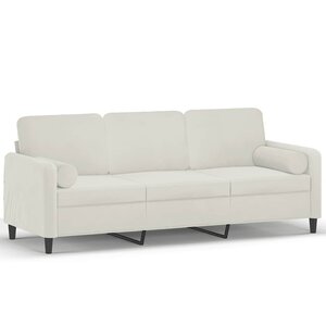 vidaXL Canapé 3 places avec oreillers décoratifs crème 180 cm velours