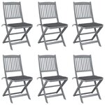 vidaXL Chaises pliables d'extérieur lot de 6 et coussins Bois d'acacia