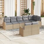 vidaXL Ensemble de canapé de jardin 8 pièces avec coussins en rotin poly beige