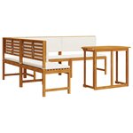 Set de jardin 4 pièces avec coussins en bois d'acacia