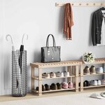 vidaXL Étagère à chaussures 2 en 1 et dessus banc Bois de sapin massif