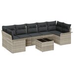 vidaXL Ensemble de canapé de jardin de 8 pièces avec coussins gris clair en poly rotin