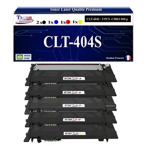 T3AZUR - 5x Toners compatibles avec Samsung CLT-404S pour Samsung Xpress C430 C430W C480 C480FN C480FW C480W C483W