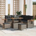 vidaXL Ensemble de canapé de jardin 8 Pièces Gris polyrotin