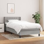 vidaXL Sommier à lattes de lit et matelas Gris clair 90x190 cm Tissu