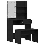 vidaXL Ensemble de table de maquillage LED 2 Pièces Chêne noir
