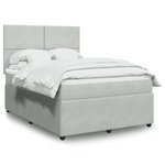 vidaXL Sommier à lattes de lit et matelas Gris clair 140x190cm Velours