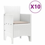 vidaXL Ensemble de salle à manger pour jardin 11 Pièces Blanc Rattan Polt